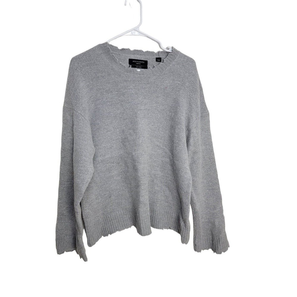 Allsaints Merino Wool Gray Flared Sleeve Knit Sweater Size Medium